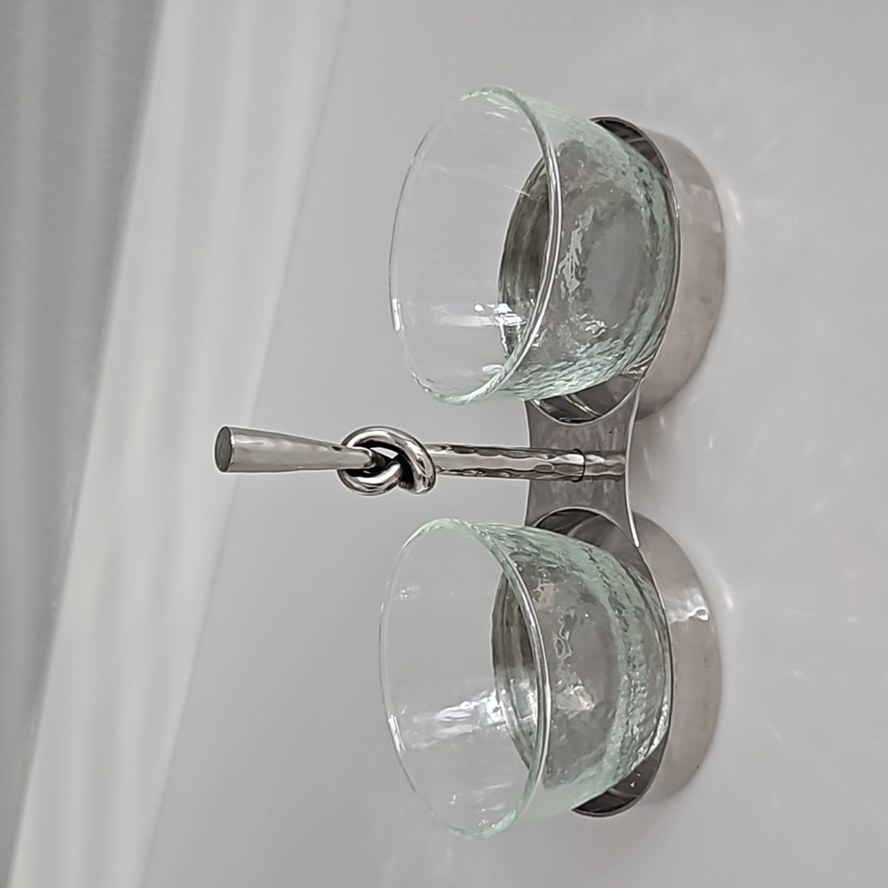 MJ Two Glass Bowl with Silver Plated Holder